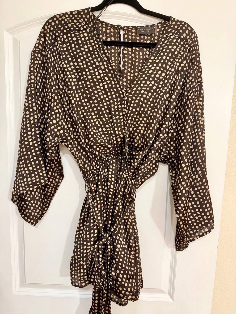 Dress Forum Brown & Cream Polka Dot Satin Romper